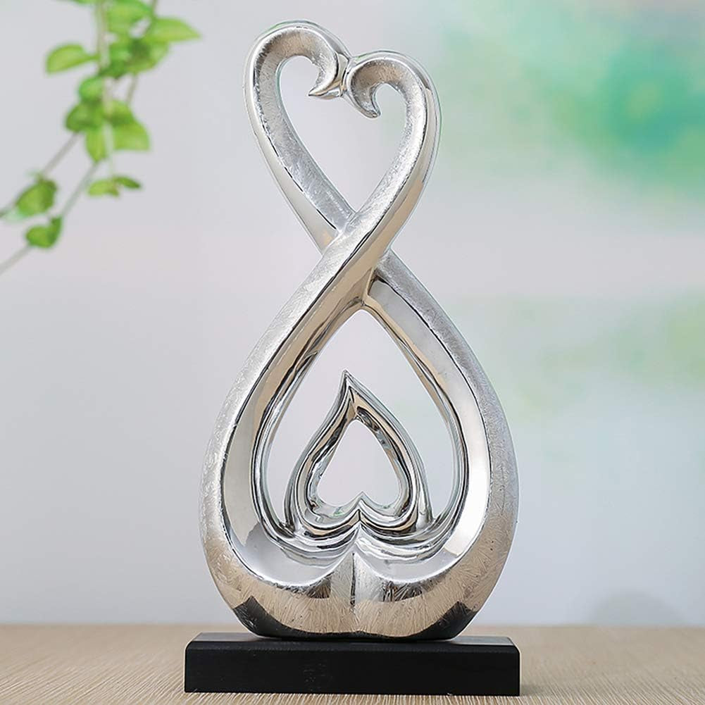 Ceramic Statue - Silver Statue - Pottery Decoration Sculpture - Creative Modern Home Office Decoration Collection Souvenir (Silver 3434)