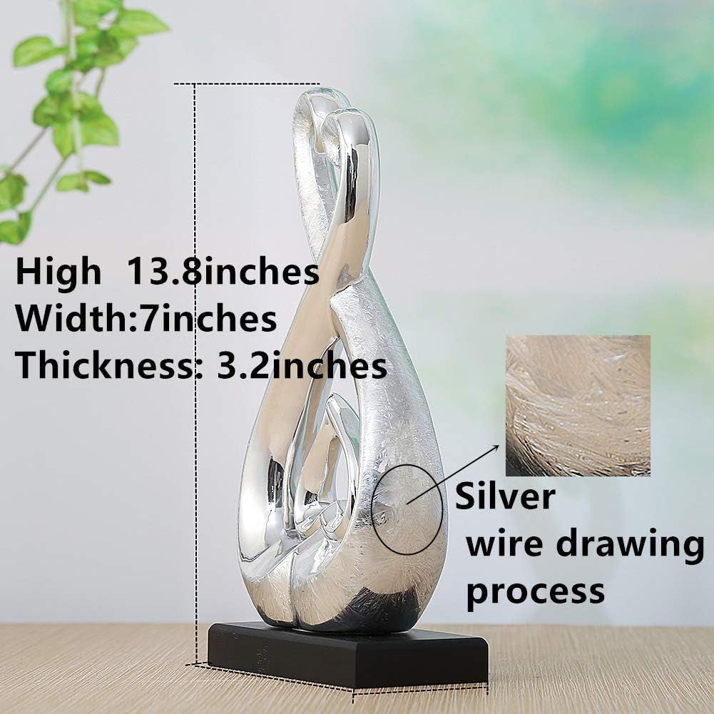 Ceramic Statue - Silver Statue - Pottery Decoration Sculpture - Creative Modern Home Office Decoration Collection Souvenir (Silver 3434)