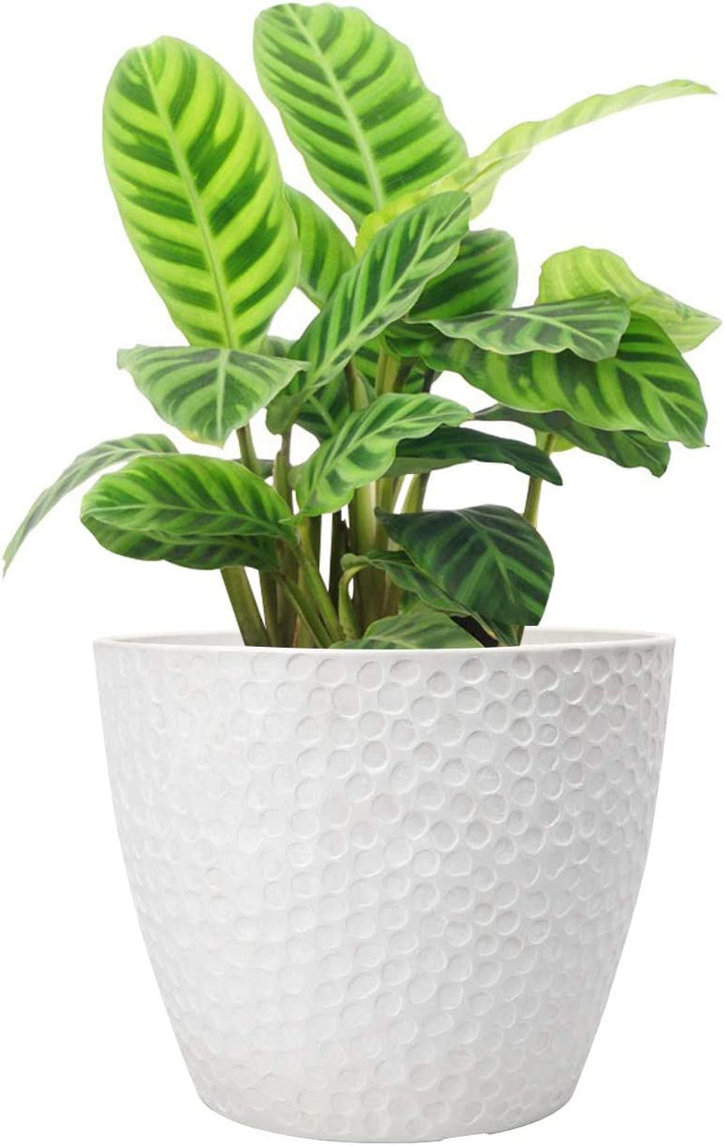 Outdoor Planters Indoor Flower Pots - 9.4 Inch Planter Pot Containers, White Plant Pots,Honeycomb