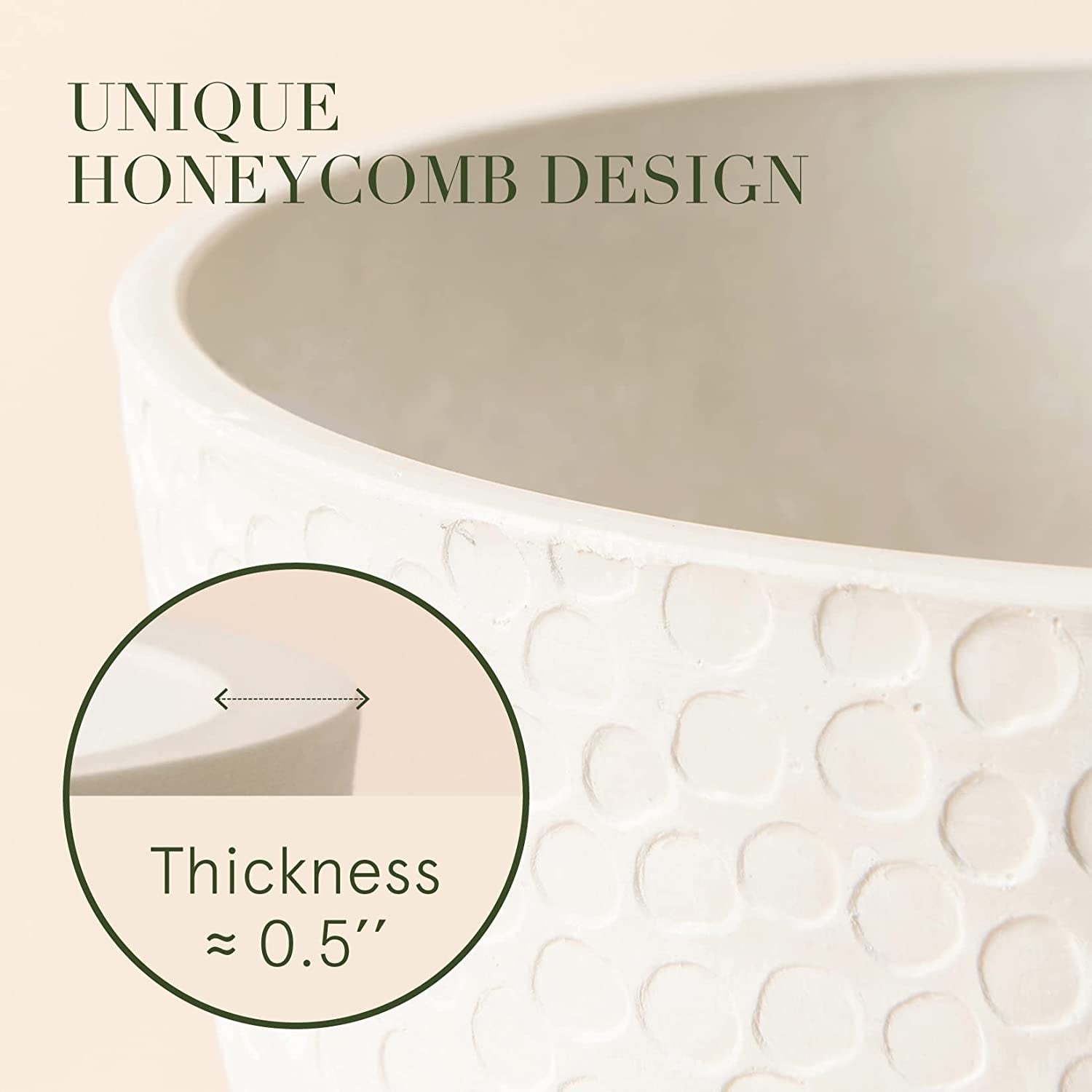 Outdoor Planters Indoor Flower Pots - 9.4 Inch Planter Pot Containers, White Plant Pots,Honeycomb