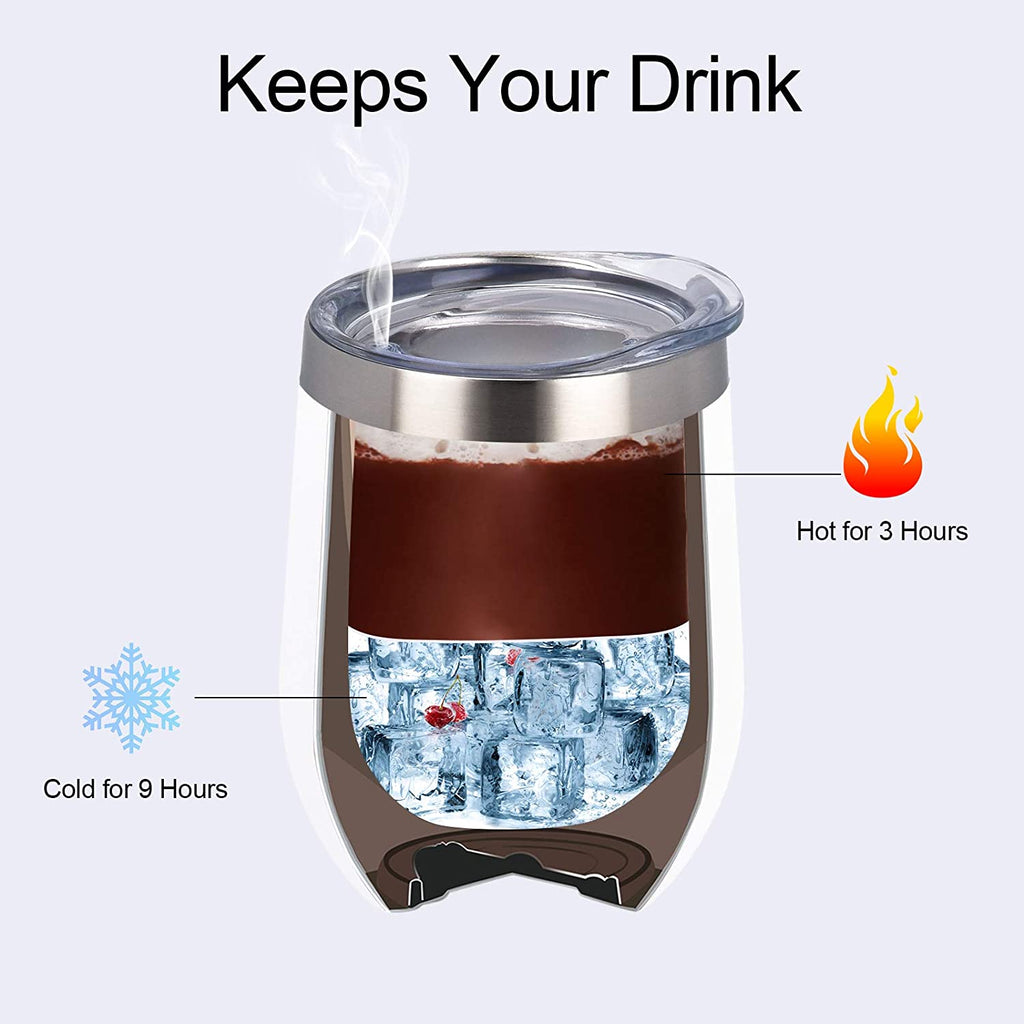 12 Pack Stainless Steel Wine Tumblers, 12Oz Double Wall Vacuum Insulated Wine Tumblers with Lids and Straws, Stainless Steel Stemless Wine Glasses for Coffee, Wine, Cocktails, Champaign, White…