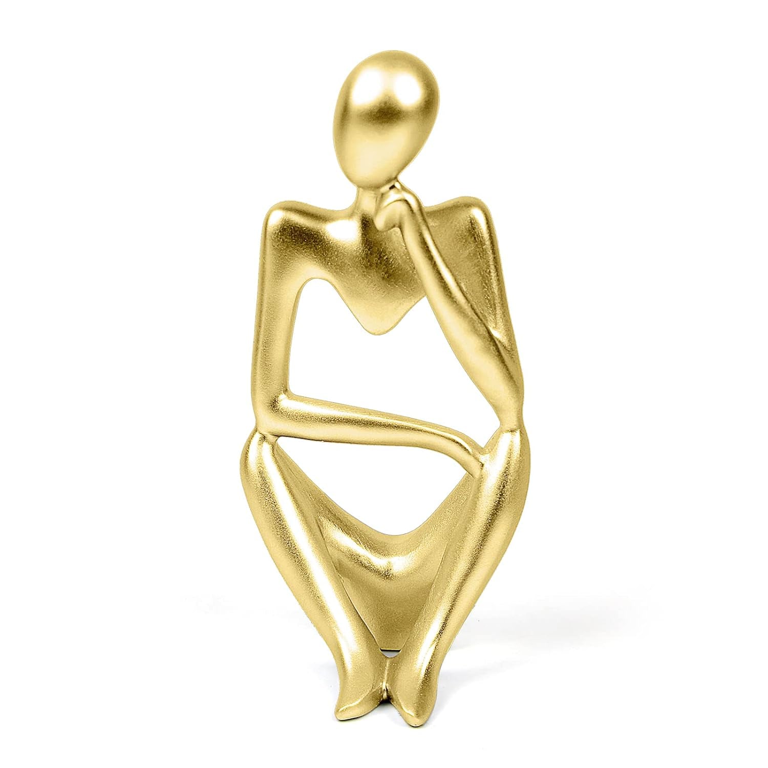 Prosfalt Resin Thinker Statue Abstract Statue Home Décor Accents Collectible Figurines Art Home Office Bookshelf Desktop Modern Home Decor Accent, Large 9.45 Inches(Gold-Right)