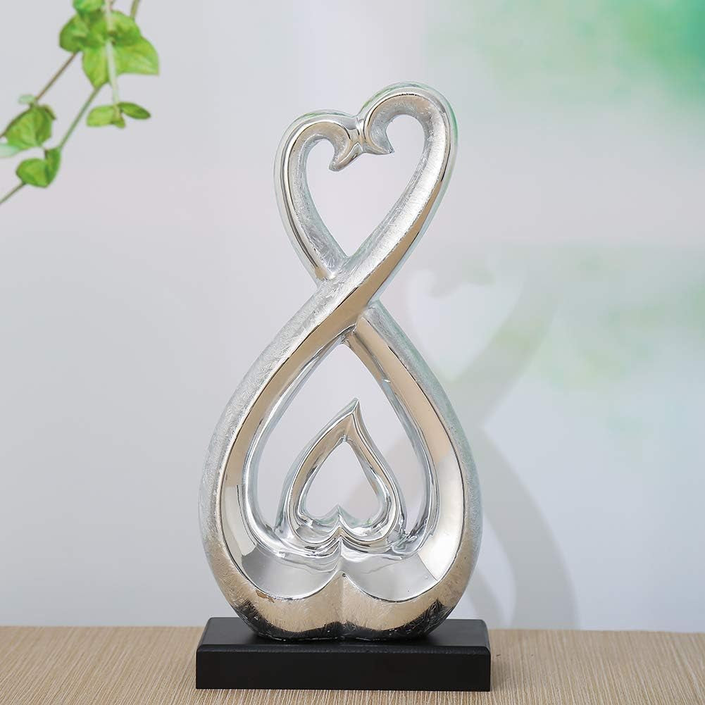 Ceramic Statue - Silver Statue - Pottery Decoration Sculpture - Creative Modern Home Office Decoration Collection Souvenir (Silver 3434)
