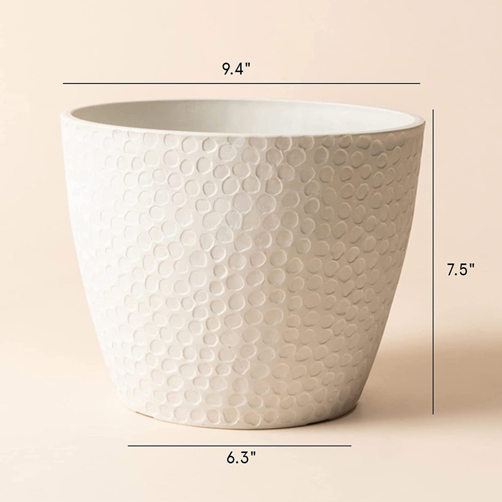 Outdoor Planters Indoor Flower Pots - 9.4 Inch Planter Pot Containers, White Plant Pots,Honeycomb